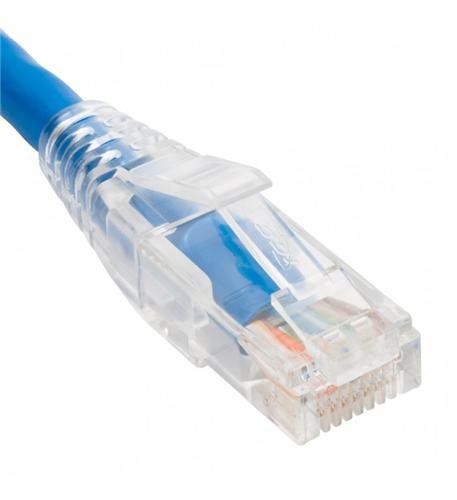 PATCH CORD CAT5e CLEAR BOOT 7' 25PK BLUE