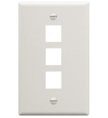 FACEPLATE, FLAT, 1-GANG, 3-PORT, WHITE