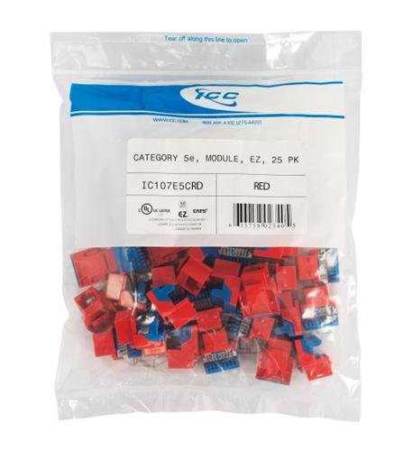 MODULE, CAT 5e, EZ, 25 PK, RED