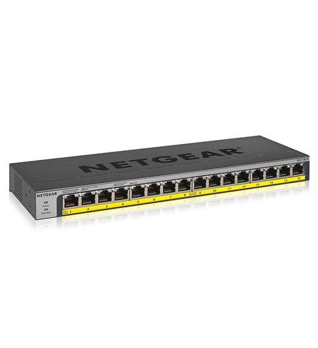 16-Port PoE/PoEplus Gb Ethernet UnMgd.