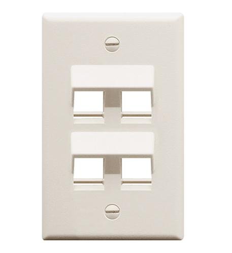 FACEPLATE, ANGLED, 1-GANG, 4-PORT, WHITE