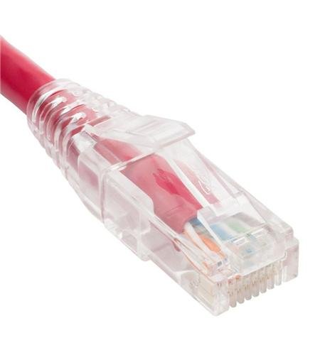 PATCH CORD CAT6 CLEAR BOOT 25' RED