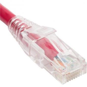 PATCH CORD CAT6 CLEAR BOOT 3' RED