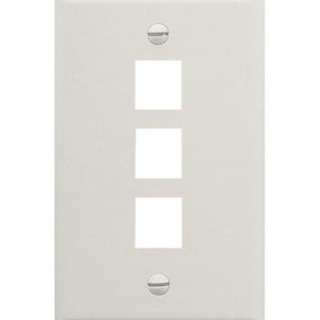 FACEPLATE, FLAT, 1-GANG, 3-PORT, WHITE