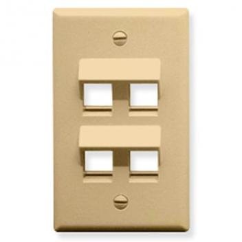 FACEPLATE, ANGLED, 1-GANG, 4-PORT, IVORY