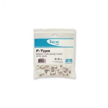 MODULE, F-TYPE NICKEL PLATED 25 PK WHITE