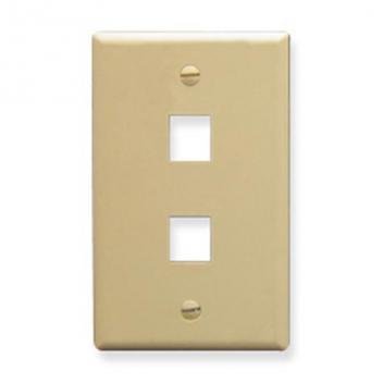 FACEPLATE, FLAT, 1-GANG, 2-PORT, IVORY